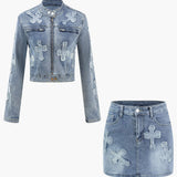 Crosstown Denim Jacket And Skirt Set