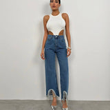 Soirée Beaded Hem Jeans