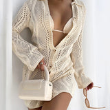 Isla Cove Crochet Button Mini Dress