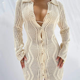 Isla Cove Crochet Button Mini Dress