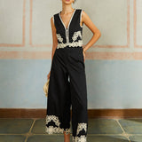 Capri Embroidered Trim Two-Piece Set