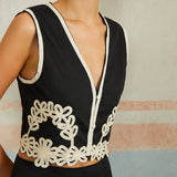 Capri Embroidered Trim Two-Piece Set