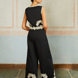 Capri Embroidered Trim Two-Piece Set