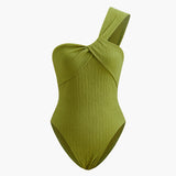 Verdant Elegance One-Shoulder Swimsuit