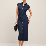 Sienna Denim Button-Down Midi Dress