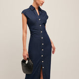 Sienna Denim Button-Down Midi Dress