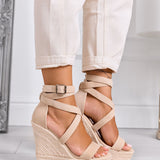 Sandales espadrilles à semelle compensée et brides croisées