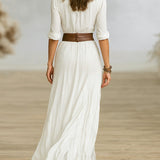 ISLA | Belted cotton-linen dress