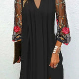 Melissa™ | Elegant mini dress with V-neckline and sheer sleeves