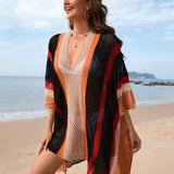 Black Solstice Shores Crochet Cover-Up