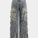 Juno Distressed Wide-Leg Jeans