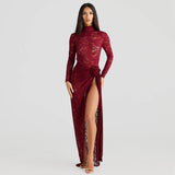 Crimson Eclipse Two-Piece Maxi Set