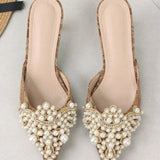 Élégantes mules à talon en perles