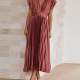 ELENA - VESTIDO MIDI PLISADO SIN MANGAS