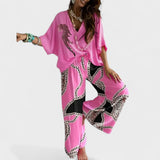 Ivory | Relaxed V-Neck Top & Wide-Leg Pants