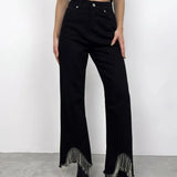 Soirée Beaded Hem Jeans