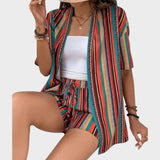 Liana | Open Shirt & Drawstring Shorts Set