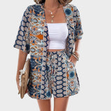 Liana | Open Shirt & Drawstring Shorts Set