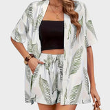 Liana | Open Shirt & Drawstring Shorts Set