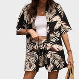 Liana | Open Shirt & Drawstring Shorts Set