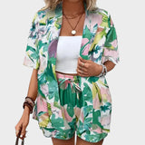 Diana | Open Shirt & Drawstring Shorts Set