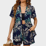 Diana | Open Shirt & Drawstring Shorts Set