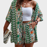 Diana | Open Shirt & Drawstring Shorts Set