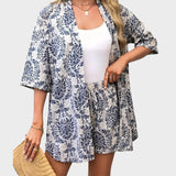 Liana | Open Shirt & Drawstring Shorts Set