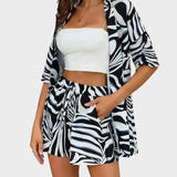 Diana | Open Shirt & Drawstring Shorts Set