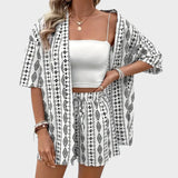 Diana | Open Shirt & Drawstring Shorts Set