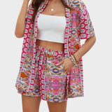 Liana | Open Shirt & Drawstring Shorts Set