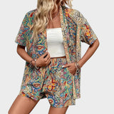 Liana | Open Shirt & Drawstring Shorts Set