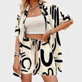 Liana | Open Shirt & Drawstring Shorts Set