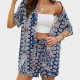 Liana | Open Shirt & Drawstring Shorts Set