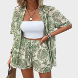 Liana | Open Shirt & Drawstring Shorts Set